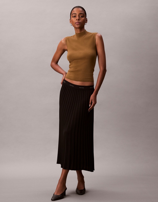Calvin Klein - Pleated Crepe Midi Skirt
