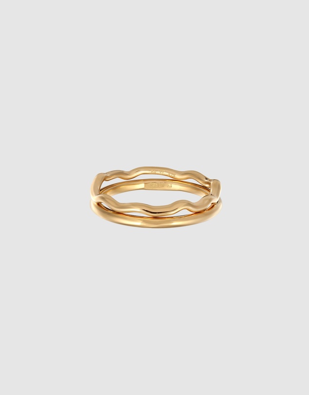 Elli Jewelry - Wave Double Ring Set in Gold-Plated 925 Silver