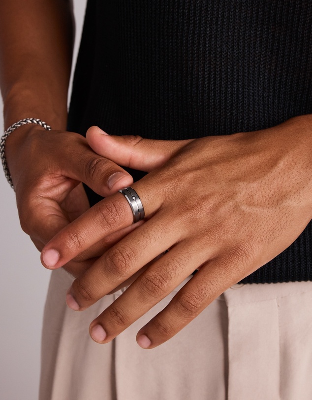 Michael Hill - 8mm Black Diamond Wedding Band in Tungsten