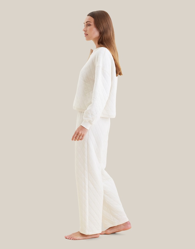 Papinelle - Quilted Cotton Henley Long Sleeve Top