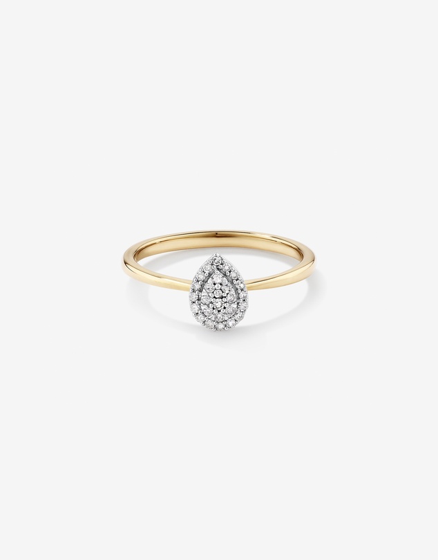 Michael Hill - 0.10 Carat TW Pear Cluster Diamond Promise Ring in 10kt Yellow and White Gold