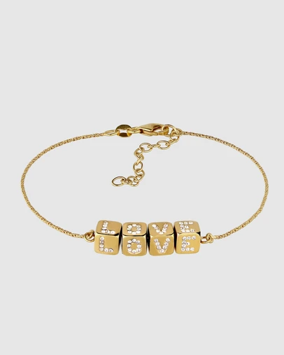 Elli Jewelry - Crystal LOVE Bracelet in Gold-Plated 925 Silver
