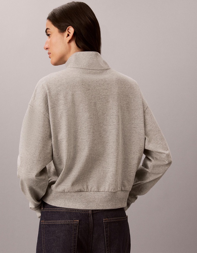 Calvin Klein - Logo Cotton Jersey Heavy Jersey 1/4 Zip Top