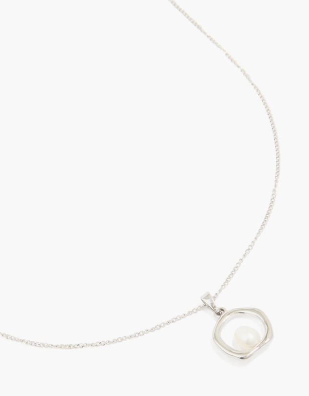 Lovisa - Waterproof Stainless Steel Freshwater Molten Hoop Pearl Centre Pendant Necklace