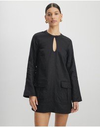 AERE - Ania Pocket Detail Linen Mini Dress