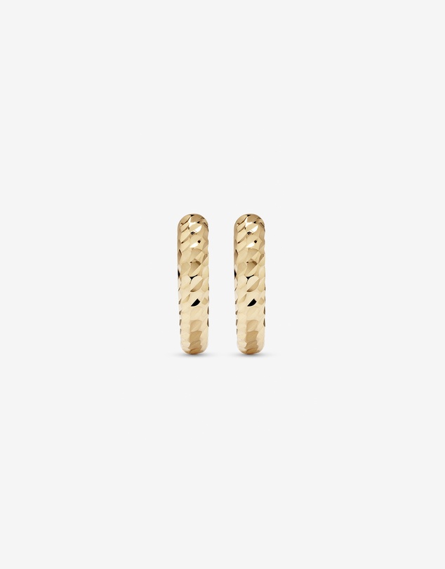 Michael Hill - 9mm Diamond Cut Huggie Hoop Earrings in 10kt Yellow Gold