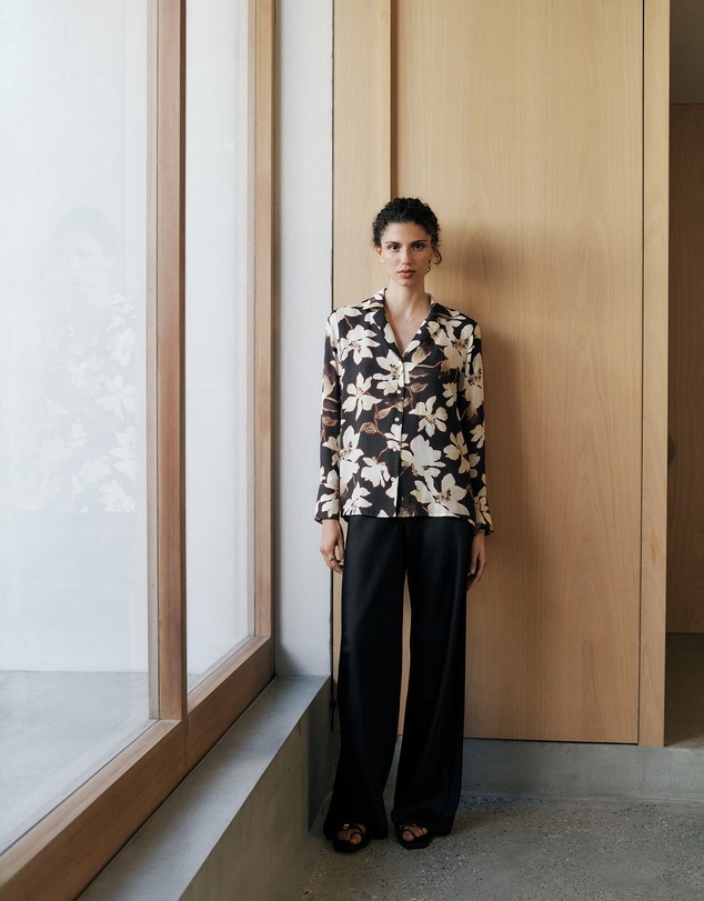 Trenery - Calais Modal Camp Collar Shirt in Black