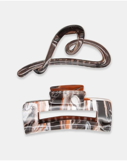 Morgan & Taylor - Delphie Hair Claw Set in Brown