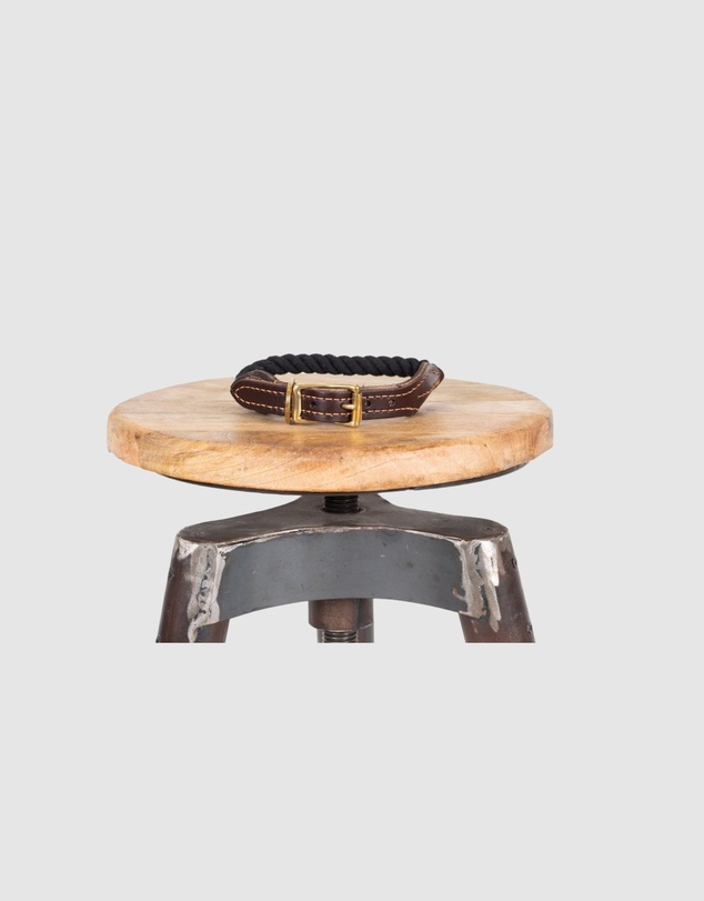 Mog & Bone - Rope & Leather Dog Collar- Black