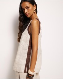 AERE - Ivy Contrast Detail Linen Top
