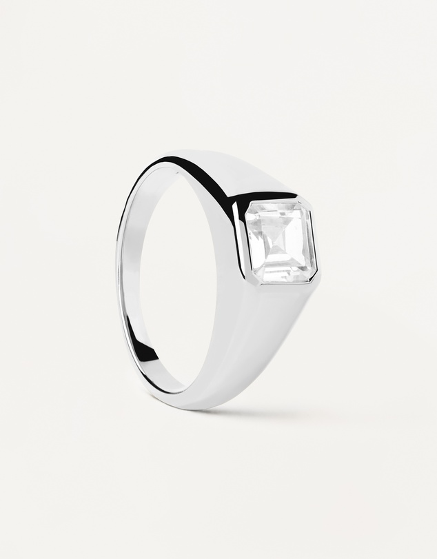 PDPAOLA - Square Shimmer Stamp Silver Ring