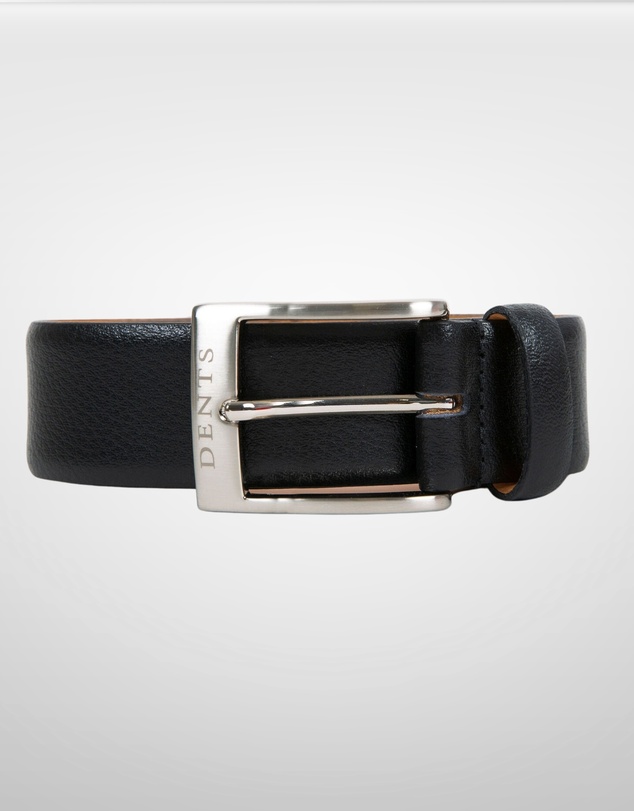 DENTS - Heritage Lined Matt Full-Grain Leather Belt with Satin Nickel Buckle