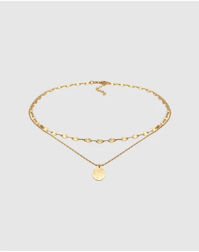 Elli Jewelry - Vintage Platelet Layer Necklace in Gold-Plated 925 Silver