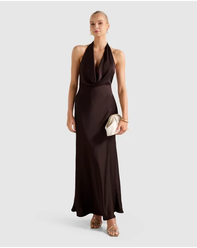 Forever New - Becca Cowl Halter Neck Satin Gown