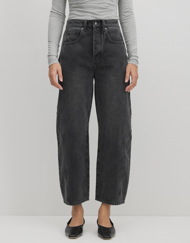 AERE - Mid Rise Barrel Leg Jeans