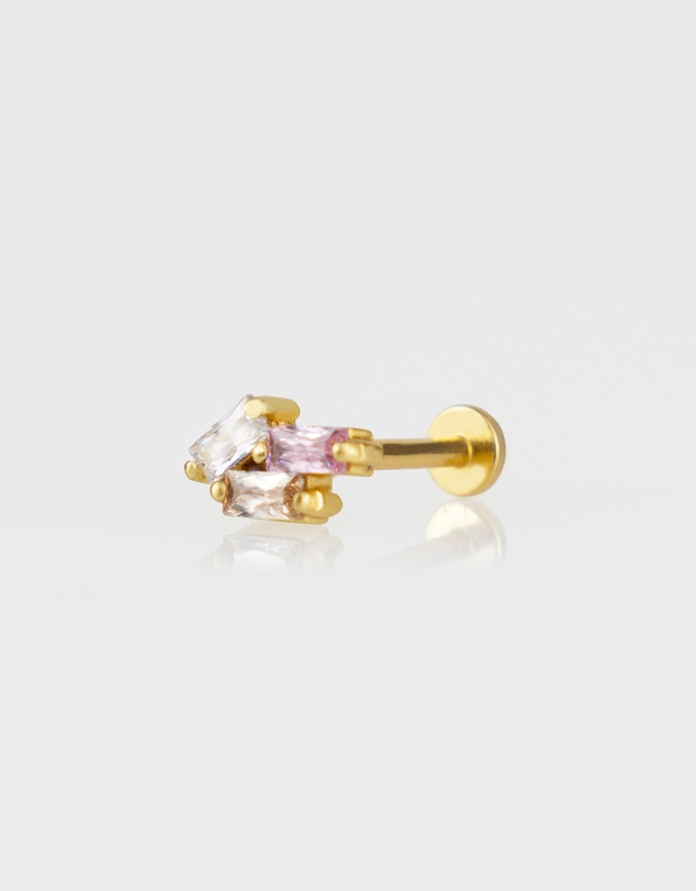 Wanderlust + Co - Trio Baguette Rainbow & Gold Flat Back Earring