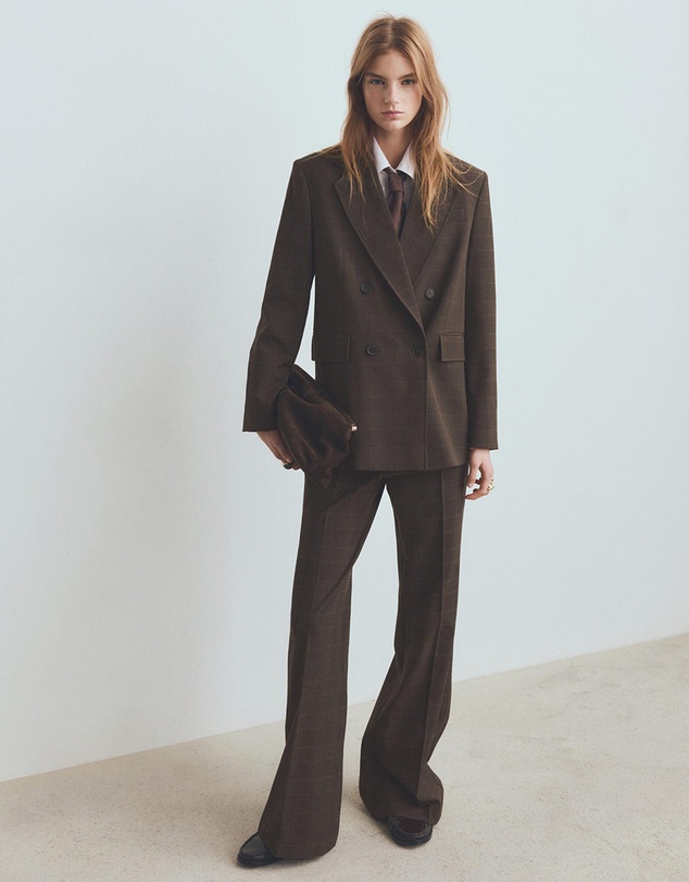M.N.G - Double-Breasted Check Suit Jacket