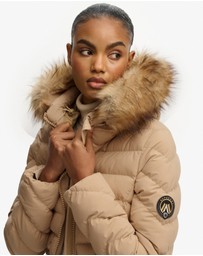 Superdry - Fuji Faux Fur Slim Fit Hood Padded Jacket