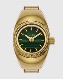 Fossil - Gold Tone Analogue Ring Watch
