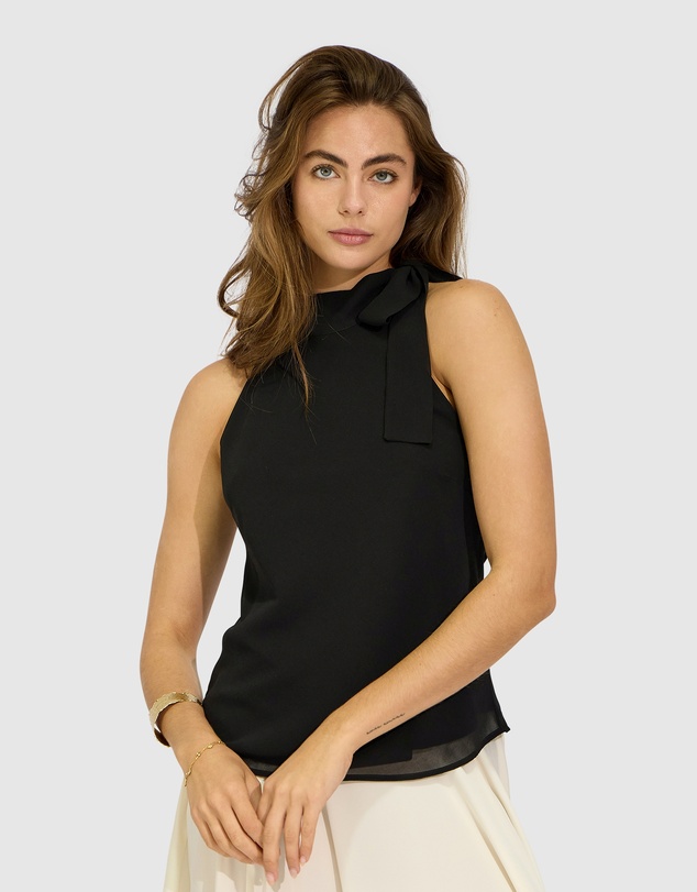 Belle & Bloom - Bare It All Bias Tie Neck Top