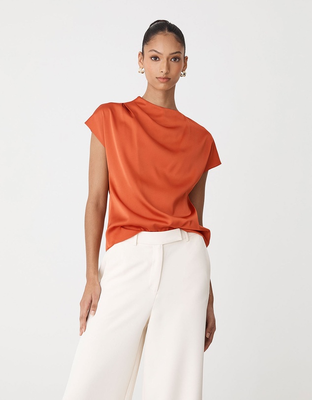 Forcast - Zafina Pleated Draped Top