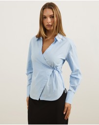 Atmos&Here - Kitt Cinched Waist Tie Wrap Shirt