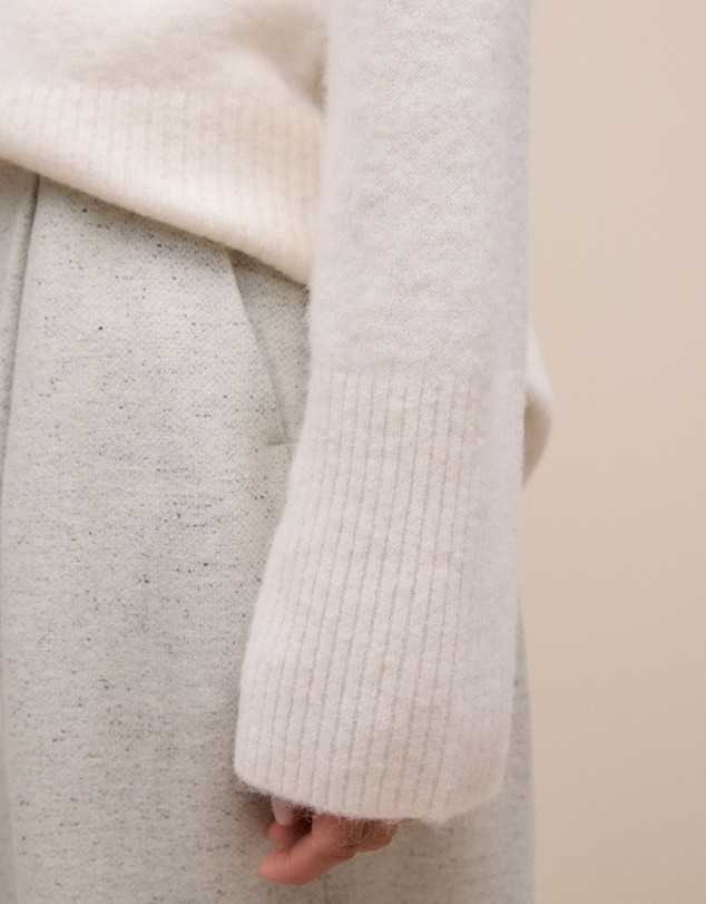 Trenery - Alpaca Merino Blend Relaxed Mock Neck in Marshmallow