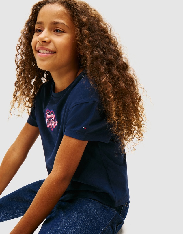 Tommy Hilfiger - Heart Embroidery Logo Jersey T-Shirt - Kids