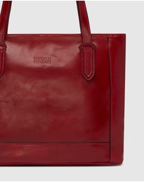 Florence - The Amelia Red Leather Tote Work Bag