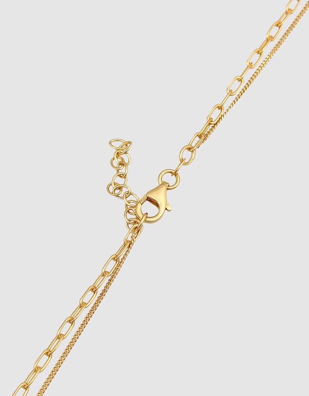 Elli Jewelry - Oval Layered Pendant Necklace in Gold-Plated 925 Silver