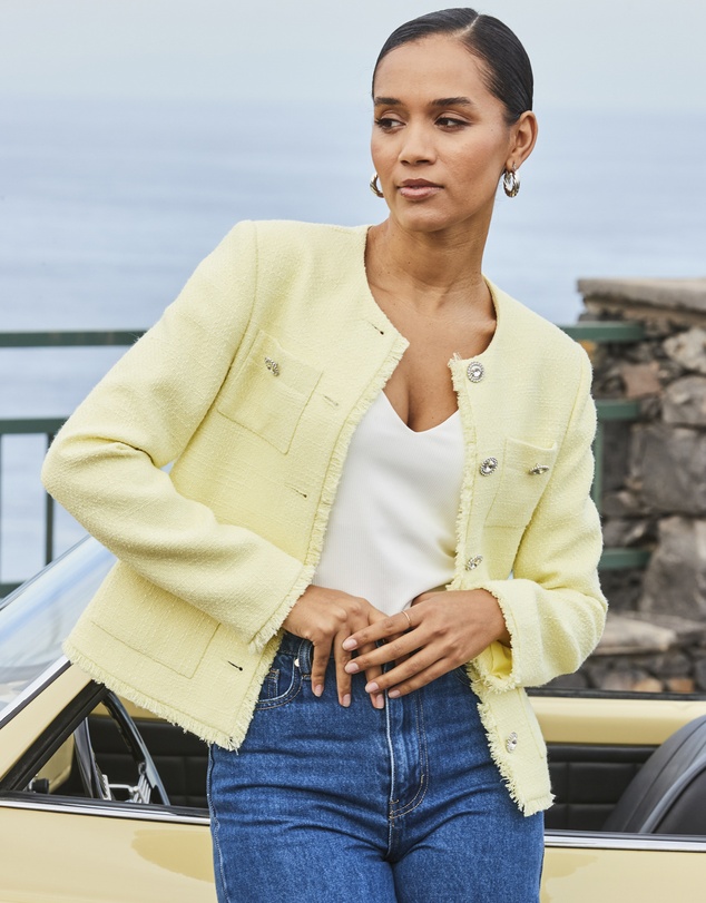 Sosandar - Boucle Jacket With Embellished Buttons