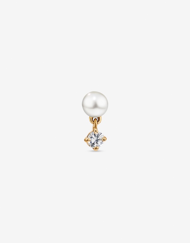 Michael Hill - Cultured Freshwater Pearl & White Sapphire Single Helix Earring in 10kt Gold