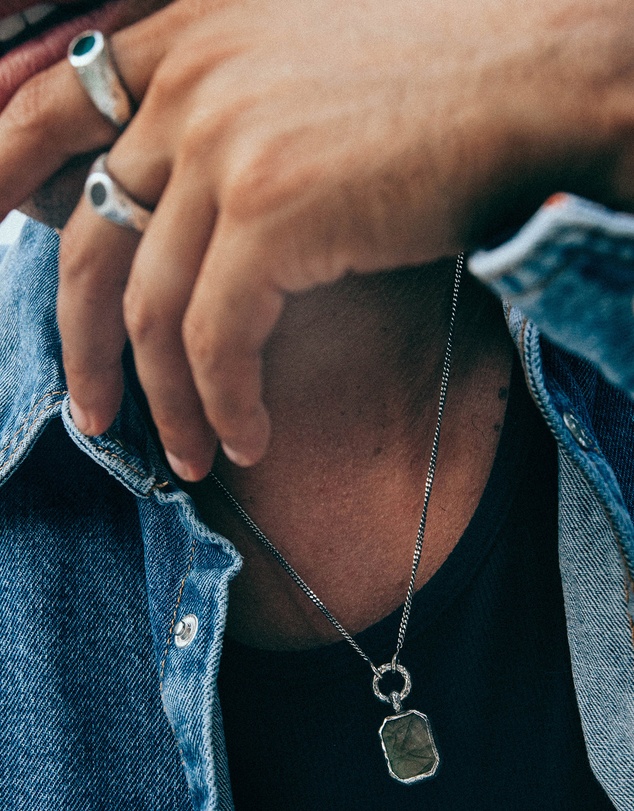 Haze & Glory - ICONIC EXCLUSIVE - Labradorite Pendant Necklace in Oxidised 925 Silver