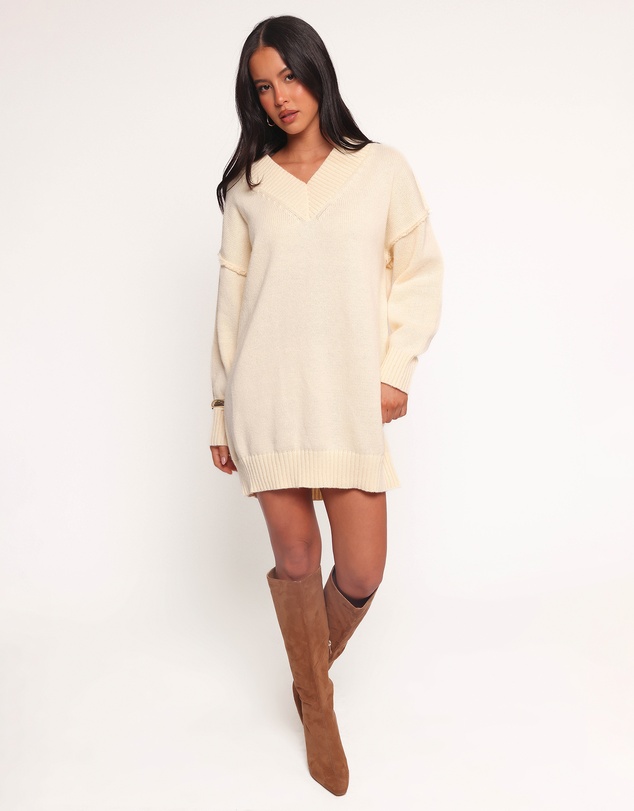 Petal & Pup - Sancia Knit Mini Dress - Cream