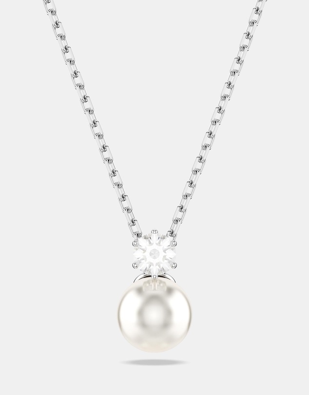 Swarovski - Matrix Pendant, Crystal Pearl, Round Cut, White, Rhodium Plated