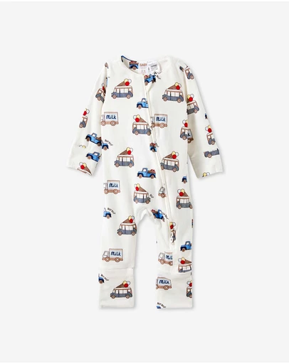 Cotton On Kids - Growie Long Sleeve Zip Romper