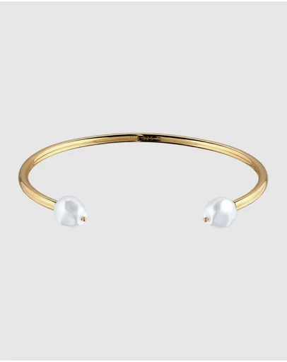 Elli Jewelry - Pearl Cuff Bracelet in Gold-Plated 925 Sterling Silver