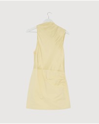 Revibe - Repaired Shona Joy Dillon Contrast Draped Cowl Mini Dress - AU 10