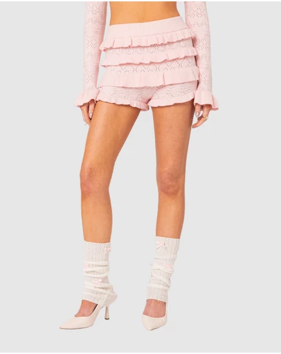 EDIKTED - Lindsay Ruffle Knitted Shorts
