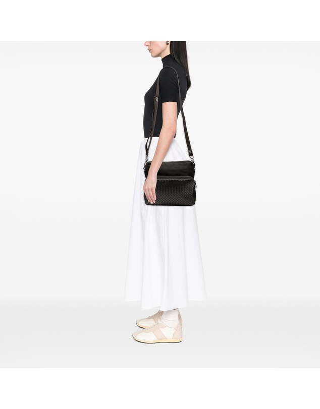 Pre-Loved by Azura Reborn - Pre-Loved Nappa Intrecciato Trimmed Canvas Messenger Bag