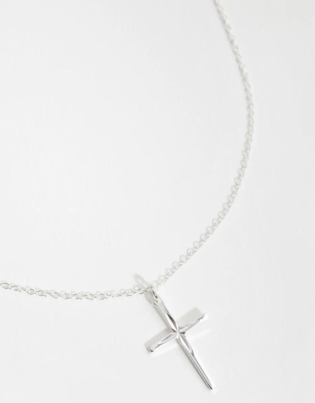 Lovisa - Sterling Silver Diamond Cut Cross Necklace