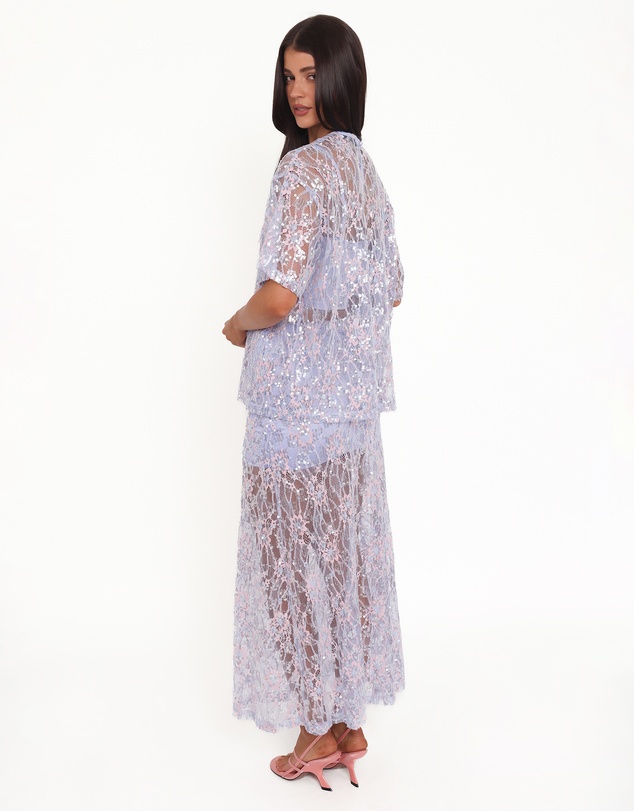 Petal & Pup - Yonder Sheer Lace Tee Top - Purple
