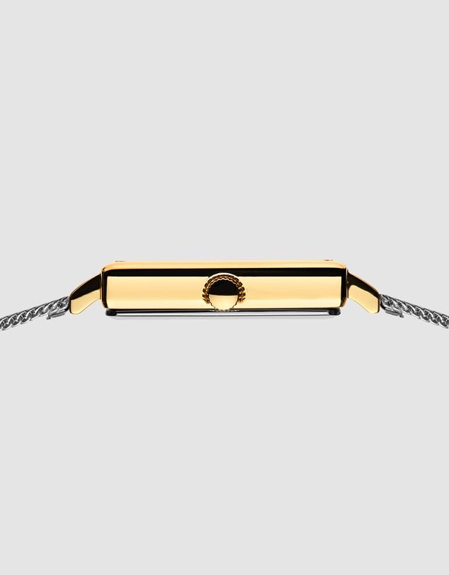 Bering - Bering Classic 26mm Polished Gold Case and Silver Strap Watch