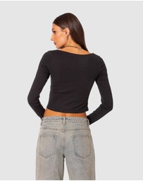 EDIKTED - Nat Ruched V Neck Top