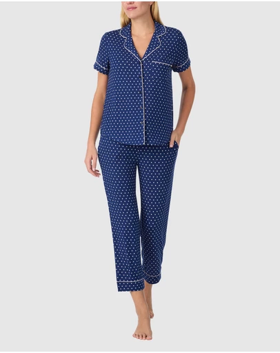 Kate Spade - Printed Modal Button Up Short Sleeve Long Pyjama Set