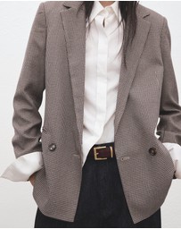 M.N.G - Double-Breasted Micro-Houndstooth Jacket