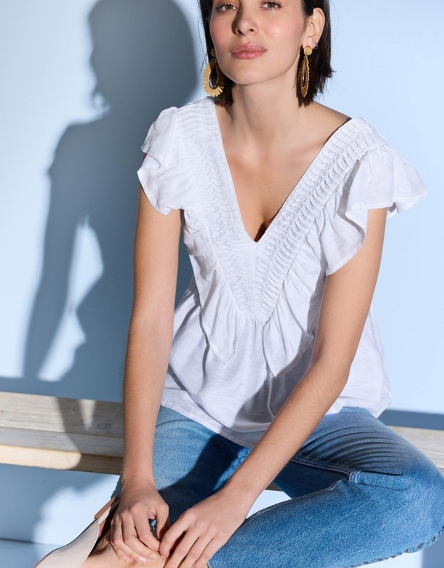 NEXT - Sleeveless Ruffle V-Neck Top