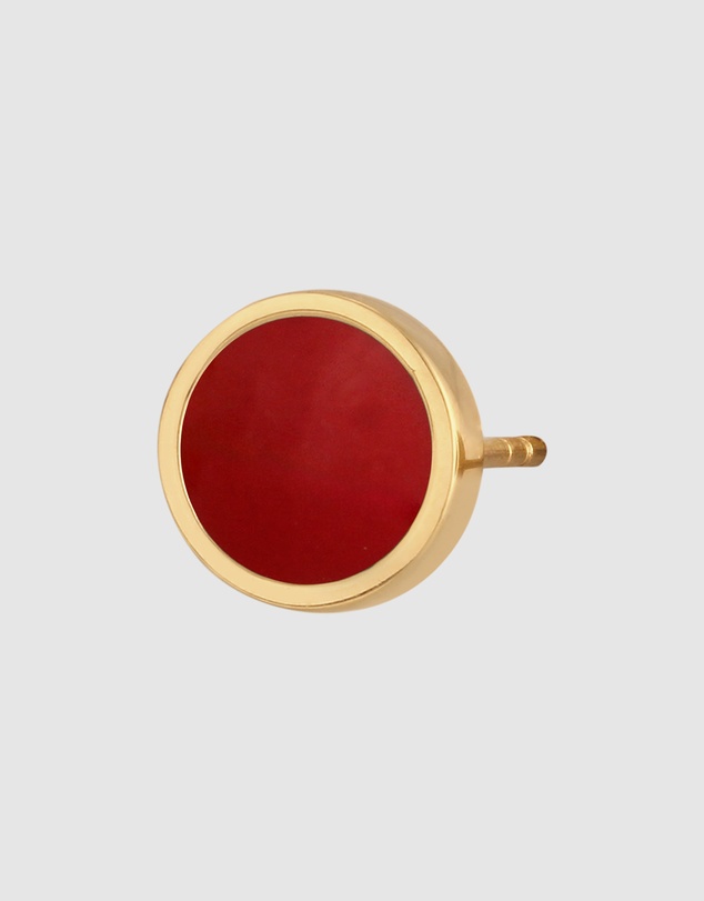 Kuzzoi - ICONIC EXCLUSIVE - Earrings Male Basic Circle Geo Enamel Red 925 Sterling Silver Gold Plated