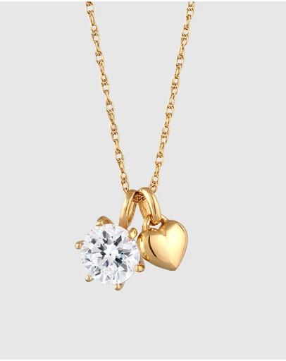 Elli Jewelry - Necklace Heart Crystals 925 Sterling Silver Gold-plated