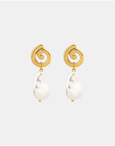 Zoe Olivia - Waterproof Spiral Stud Pearl Drop Earrings